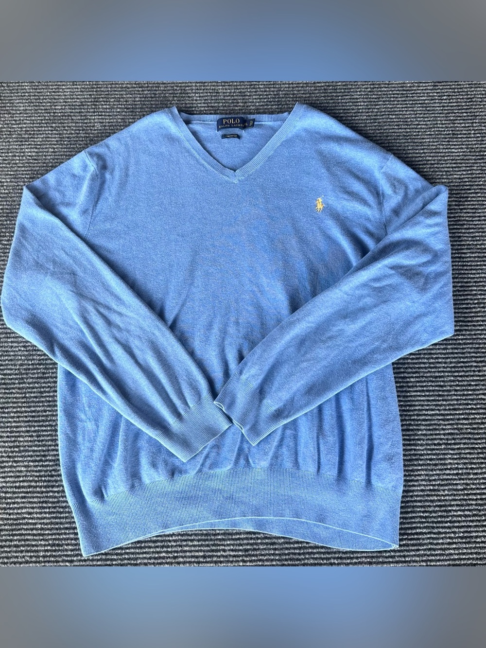Polo Ralph Lauren Long Sleeve V Neck Sweater Pima Cotton Men's Fits XL Blue